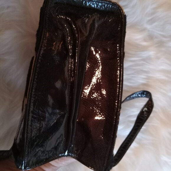 Black Patent Leather/Black Calf Hair/Neutral Snakeskin small tote bag/purse - Picture 4 of 6